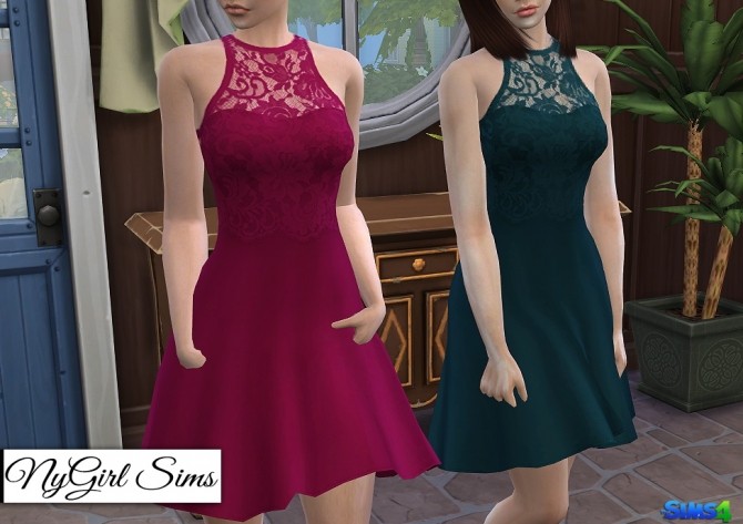 Sims 4 Lace Overlay Flare Dress at NyGirl Sims