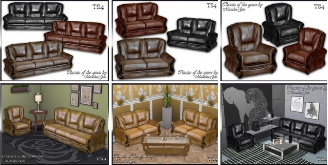 Sims 4 Set Classics of the genre sofa, love seat, living chair at Maruska Geo