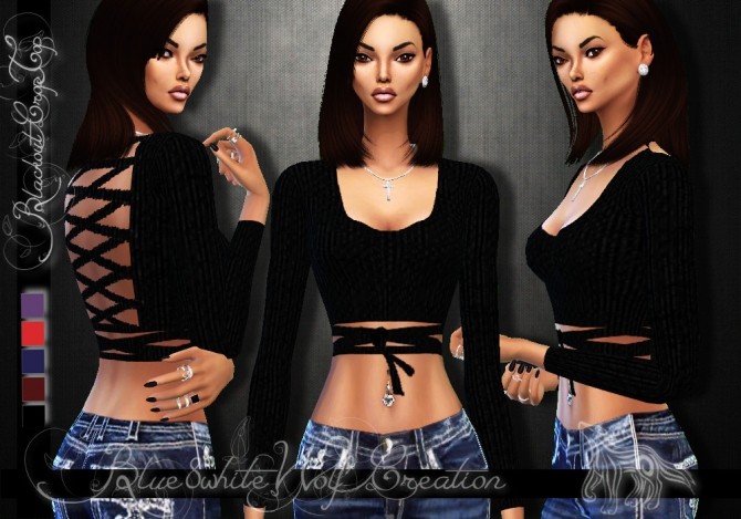 Sims 4 Blackout Crop Top by Blue8white at SimsWorkshop