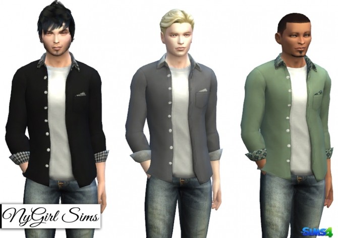 Sims 4 Patterned Collar and Cuff Button Down at NyGirl Sims