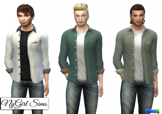 Patterned Collar and Cuff Button Down at NyGirl Sims » Sims 4 Updates