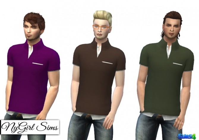 Sims 4 High Collar Polo with White Dress Shirt at NyGirl Sims