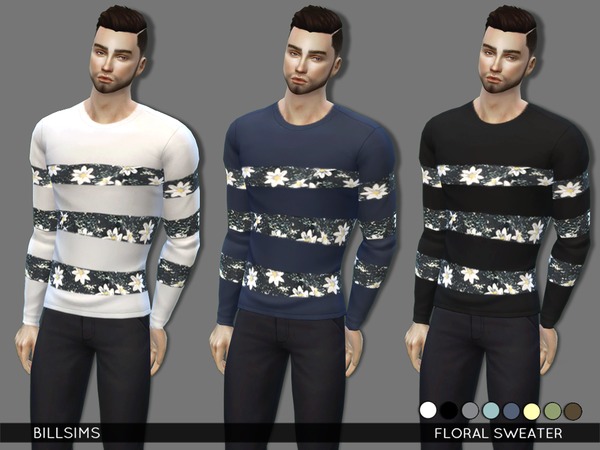 Sims 4 Floral Sweater by Bill Sims at TSR