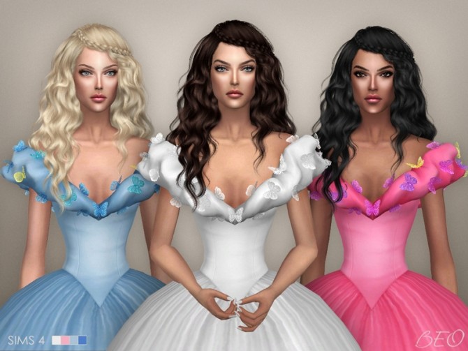 Sims 4 CINDERELLA BUTTERFLIES DRESS at BEO Creations