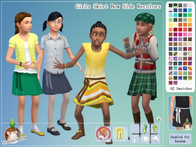 Sims 4 Girls Skirt Bow Side Recolors by Standardheld at SimsWorkshop