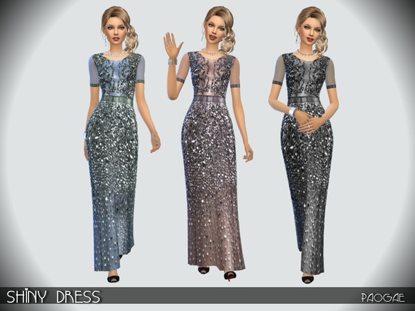 Sims 4 Shiny Dress by Paogae at TSR