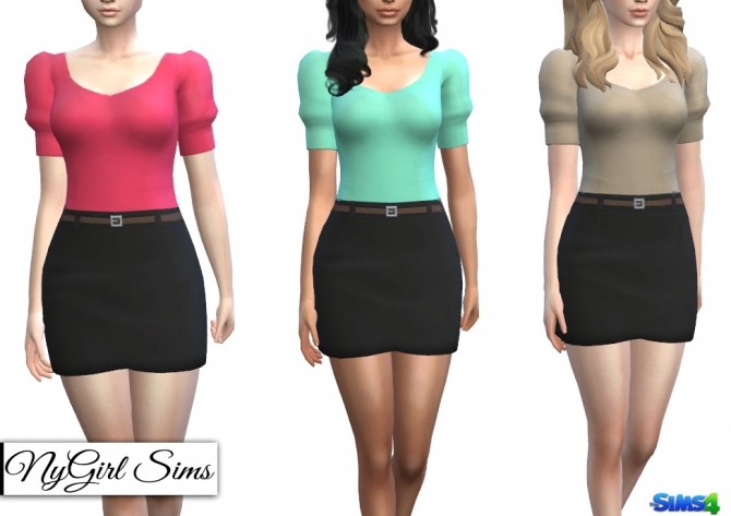 Sims 4 Banded Cuff Mini Dress with Belt at NyGirl Sims