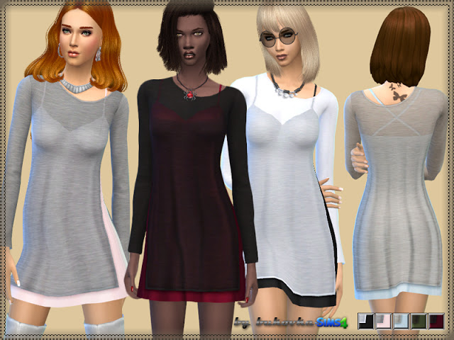 Sims 4 Dress Double Layer at Bukovka