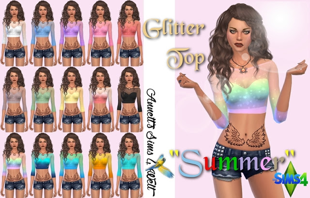 Sims 4 Glitter Summer Top at Annett’s Sims 4 Welt
