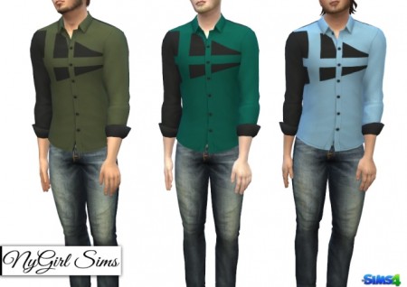 Dual Color Asymmetrical Button Up at NyGirl Sims » Sims 4 Updates