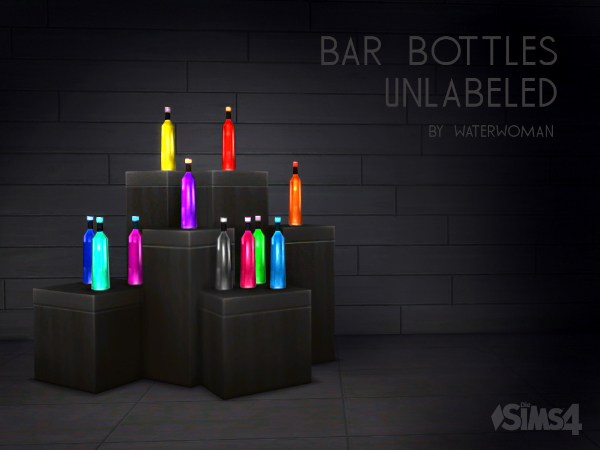 Sims 4 Unlabeled bar bottles by Waterwoman at Akisima