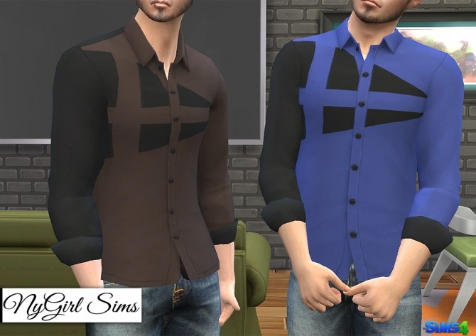 Sims 4 Dual Color Asymmetrical Button Up at NyGirl Sims