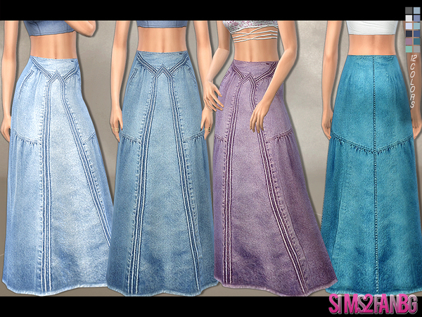 Sims 4 Denim Maxi Skirt by sims2fanbg at TSR