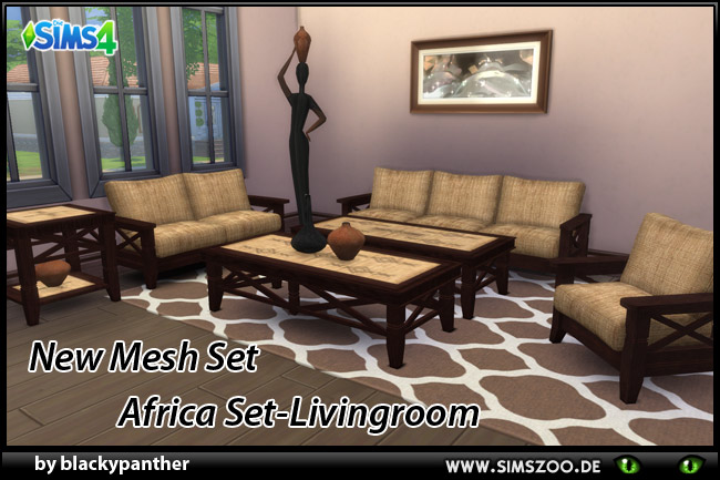Sims 4 Africa Set livingroom by blackypanther at Blacky’s Sims Zoo