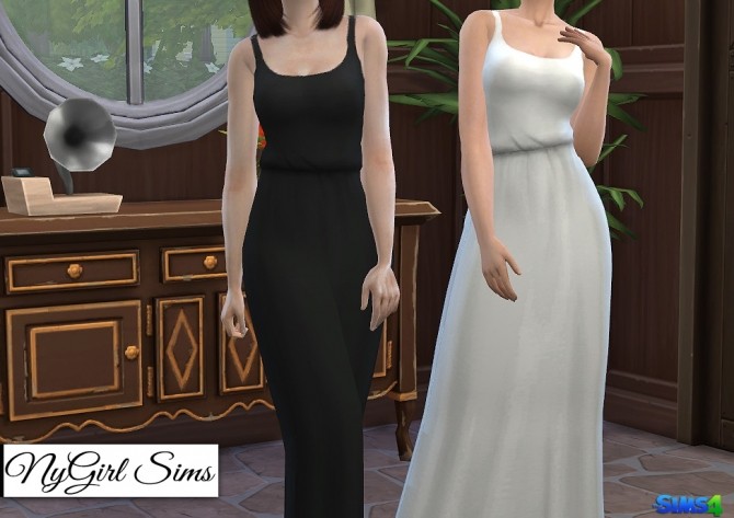 Sims 4 Gathered Waist Tank Maxi Dress at NyGirl Sims