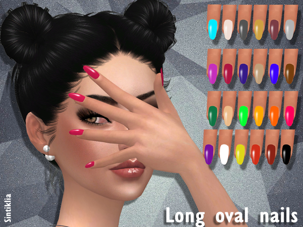 Sims 4 Long oval nails by Sintiklia at TSR