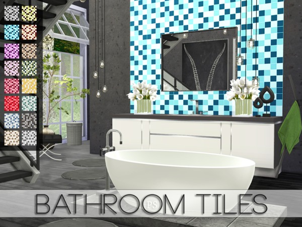 Sims 4 Bathroom Tiles by Pralinesims at TSR