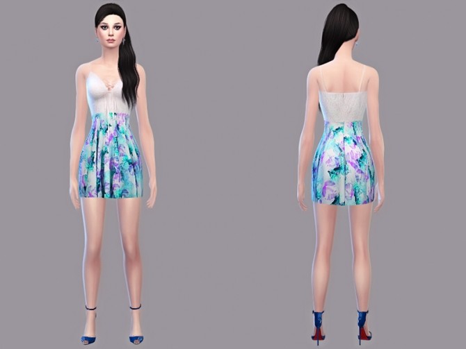 Sims 4 Watercolor dress at Tangerine Simblr
