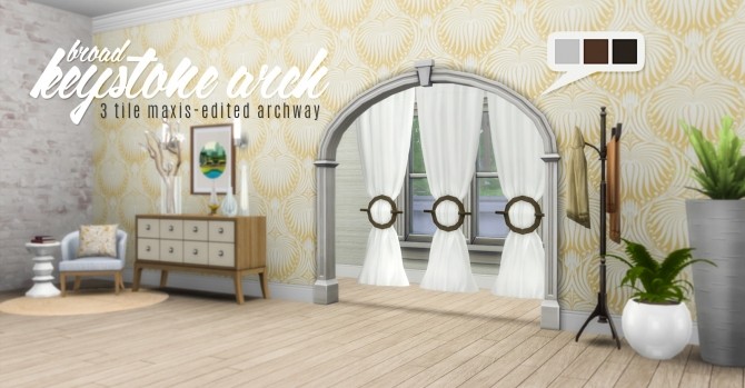 Sims 4 Broad Keystone Arch 3 tile Maxis edited Archway at Simsational Designs