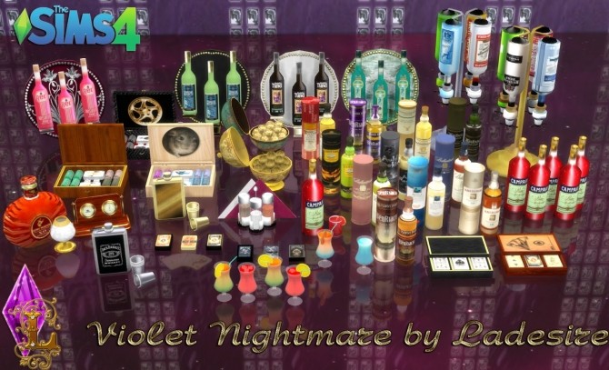 Sims 4 Violet Nightmare set 72 items at Ladesire