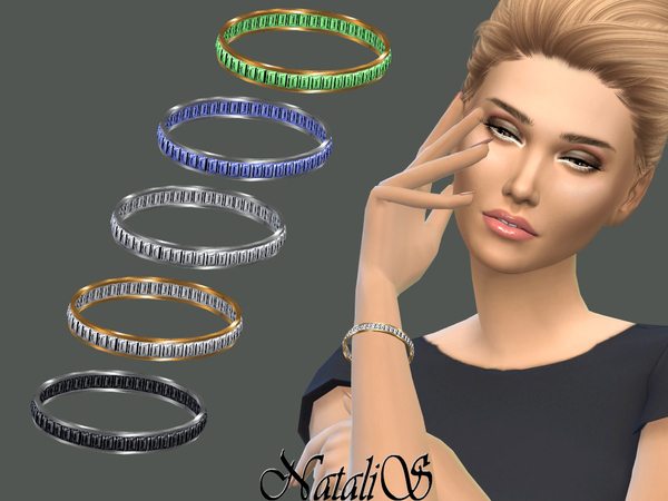Sims 4 Baguette crystals bracelet by NataliS at TSR