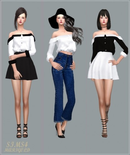 Off-Shoulder Collar Blouse at Marigold » Sims 4 Updates