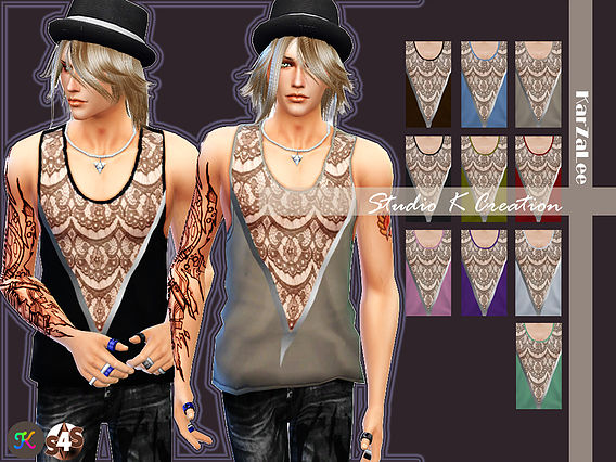 Sims 4 Lace tank top for male at Studio K Creation