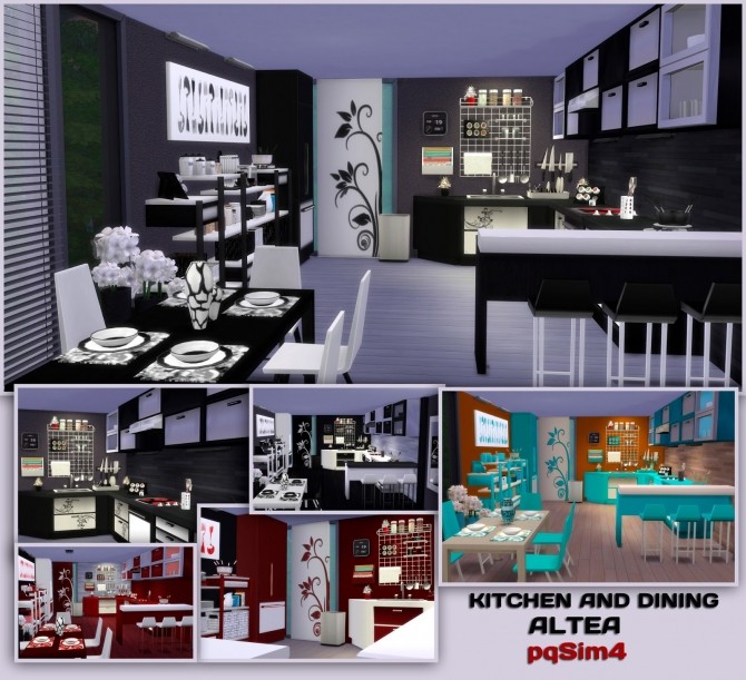 Sims 4 Kitchen and dining Altea by Mary Jiménez at pqSims4