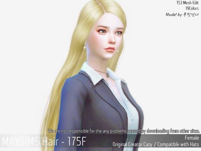 Sims 4 Hair 175F (Cazy) at May Sims