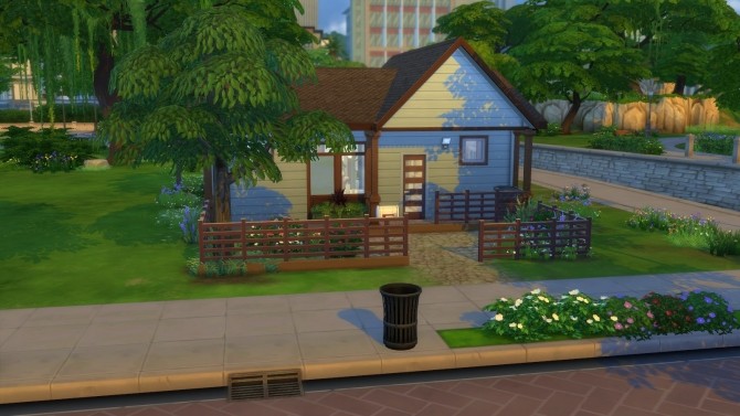 Sims 4 Wooden outside modern inside house by Chax at Mod The Sims