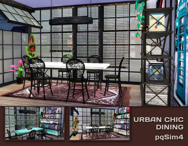 Sims 4 Urban Chic Dining by Mary Jiménez at pqSims4