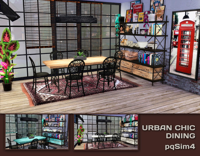Sims 4 Urban Chic Dining by Mary Jiménez at pqSims4