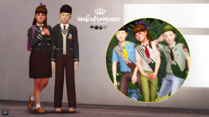 Sims 4 School Uniform + Scouts Top at In a bad Romance