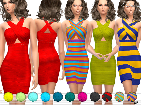 Sims 4 Crisscross Bandage Dress by ekinege at TSR