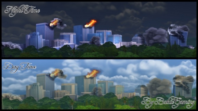 Sims 4 Burning City Skyline Replacement by Bakie at Mod The Sims