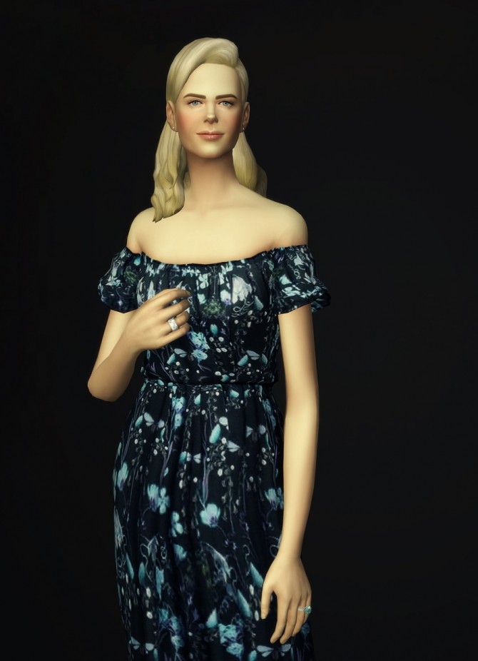 Sims 4 Pattern off shoulder dress at Rusty Nail