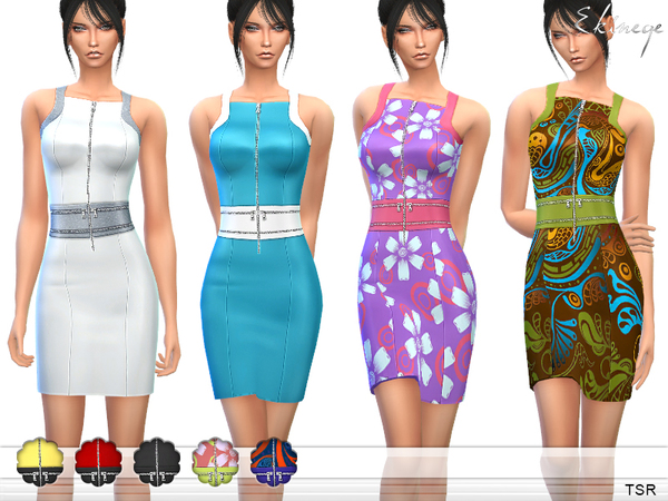 Sims 4 Zip Detail Dress by ekinege at TSR