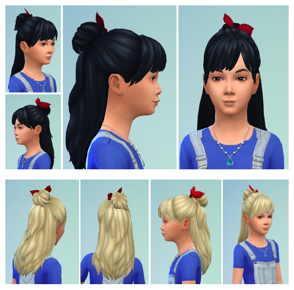 Sims 4 GirlyBun with Bow at Birksches Sims Blog