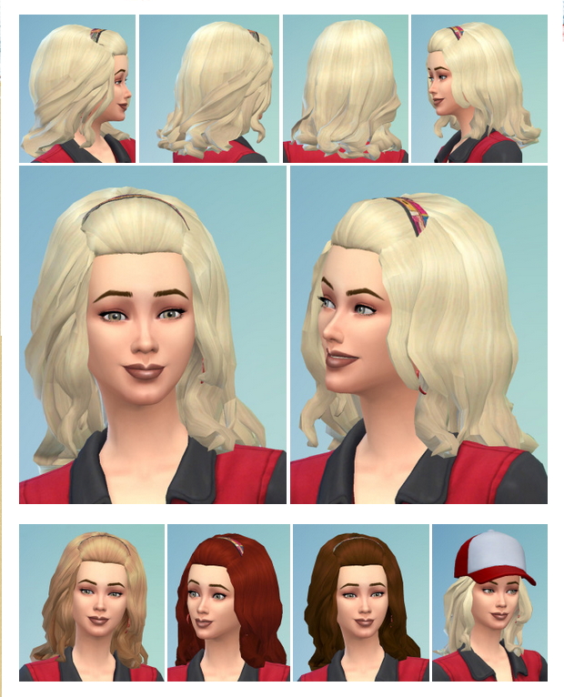 Sims 4 Curly med Hair with Band at Birksches Sims Blog