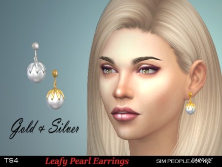 Leafy Pearl Earrings by SimPeopleRampage at TSR