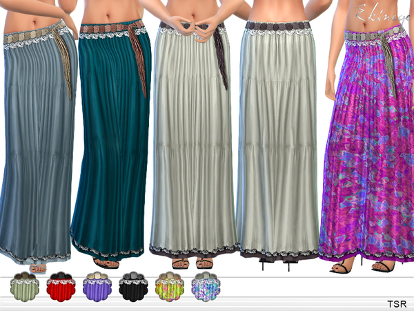 Sims 4 Tiered Maxi Skirt by ekinege at TSR