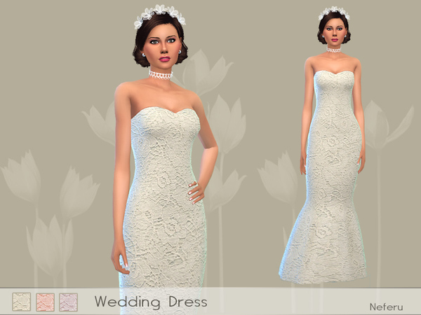 Sims 4 Wedding Dress by Neferu at TSR