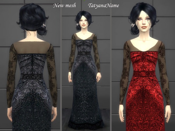 Sims 4 Evening lace dress by TatyanaName at TSR