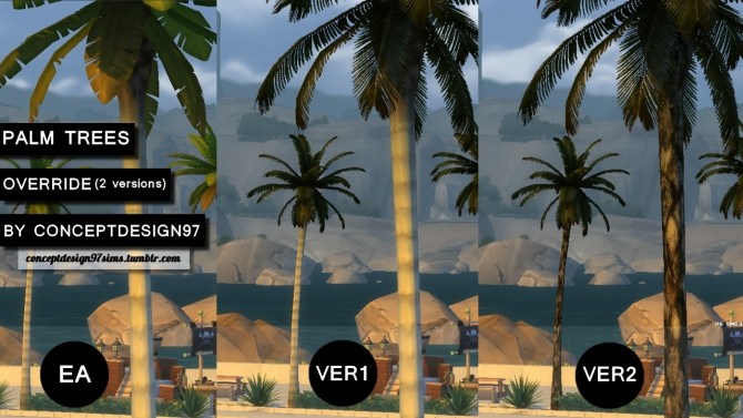 Sims 4 Palm Trees Override 2 versions at ConceptDesign97