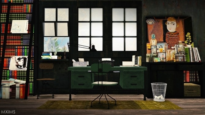 Sims 4 Antique Industrial Office Set #8 at MXIMS