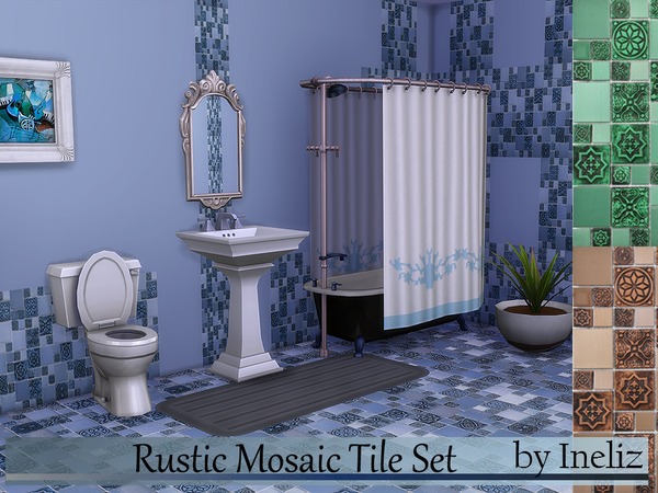 Sims 4 Rustic Mosaic Tile Set by Ineliz at TSR