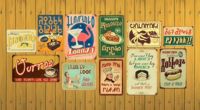 Sims 4 Vintage Signs wall deco (stickers) at Budgie2budgie