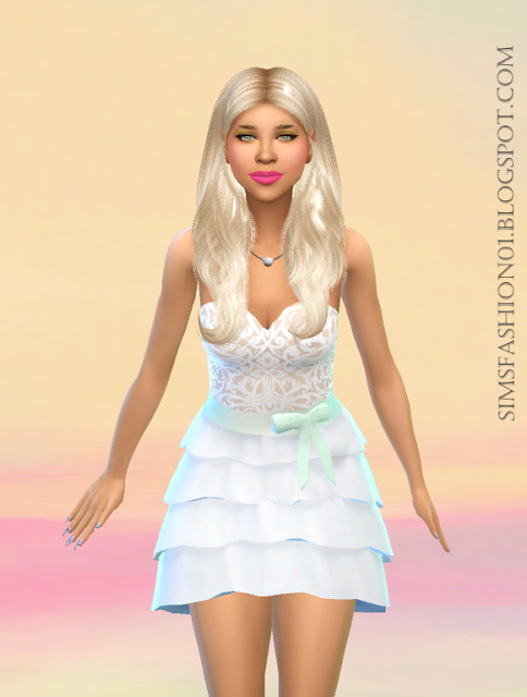 Sims 4 Lace dress with frill at Sims Fashion01