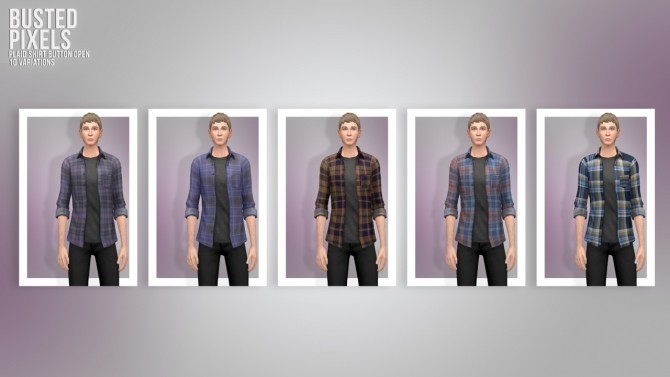 Sims 4 Plaid Shirt Button Open at Busted Pixels