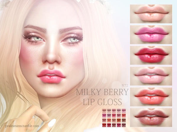 Sims 4 Milky Berry Lip Gloss N72 by Pralinesims at TSR